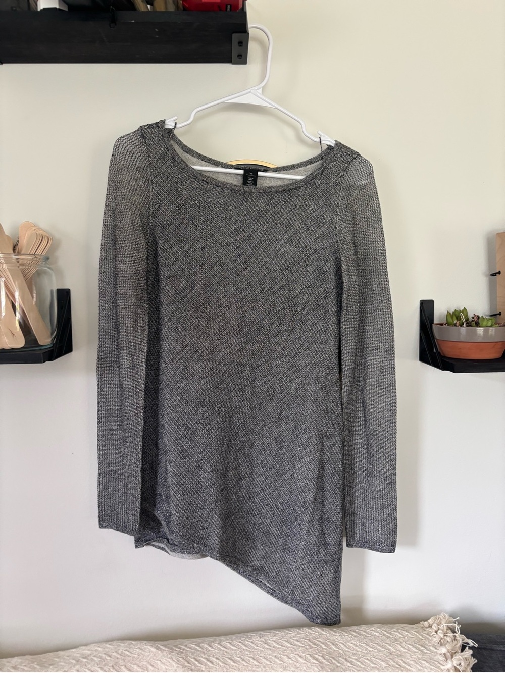 White House Black Market XS Metallic Asymmetrical Sweater